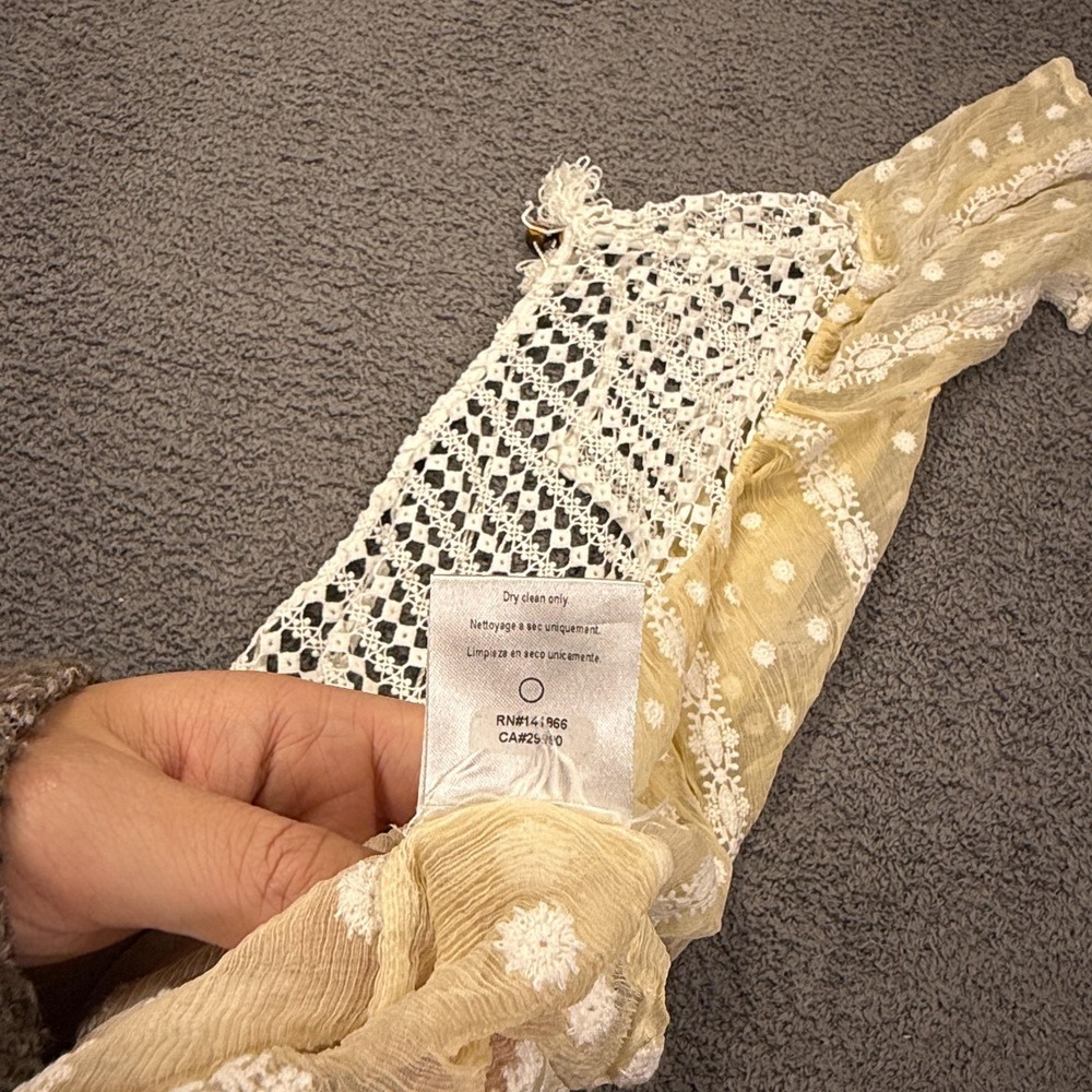 House‎ of Harlow 1960 Shirt Womens Medium Silk Sheer Crochet Tassel Boho Fairy - Picture 12 of 12